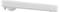 A white hinge or furniture pin, positioned horizontally, with rounded edges. Suitable for furniture connections or cabinet doors.