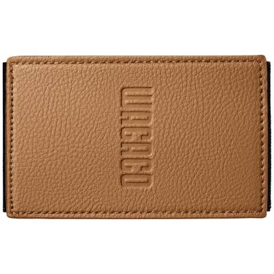 Brown wallet with embossed 'NUNOO' logo in the centre on textured leather.
