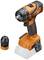 Cordless drill with orange casing and removable chuck. Suitable for versatile screwing and drilling tasks.