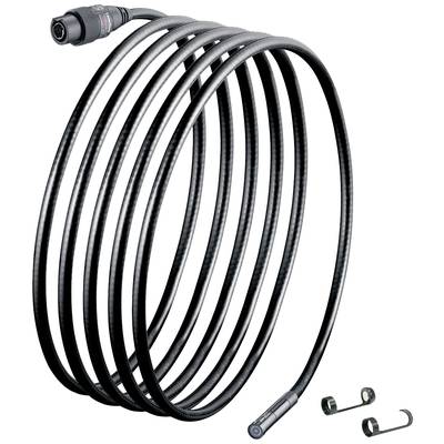 Black, spiral cable with plug connection and two retaining clips. Suitable for flexible connection of electronic devices.