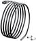 Black, spiral cable with plug connection and two retaining clips. Suitable for flexible connection of electronic devices.