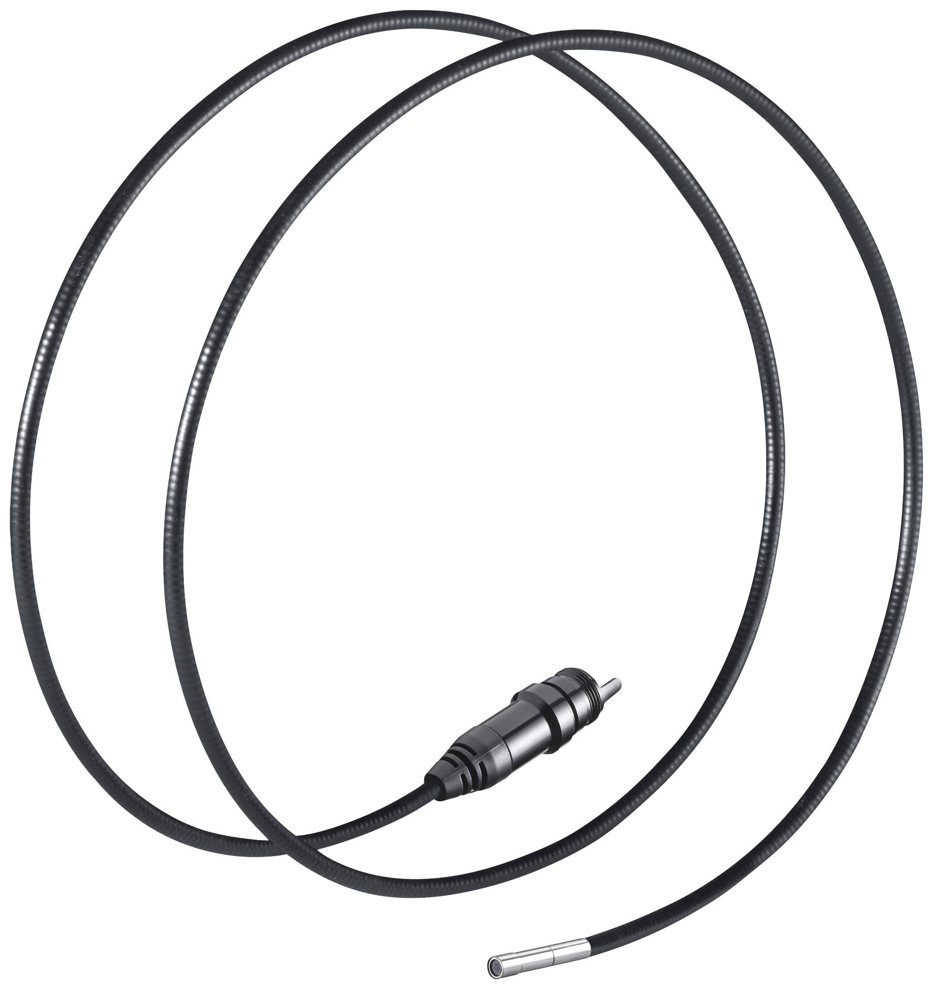 A flexible endoscope cable with a metal plug at one end. Suitable for medical or technical applications.
