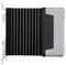 Black heat sink in a square shape with side mounting elements, likely for electronic devices.