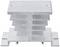 An aluminium heatsink with multiple fins to improve heat dissipation, lying on a white background surface.