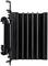 A black, tightly ribbed heatsink in vertical orientation, with hooks and mounting screws on the sides.