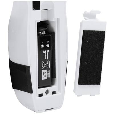 Opening of an electronic device with visible battery; the battery holder has been removed.