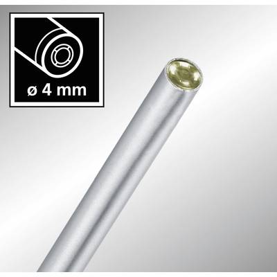 A close-up view of a silver tube with a diameter of 4 mm, as indicated in the inset graphic in the top left corner.