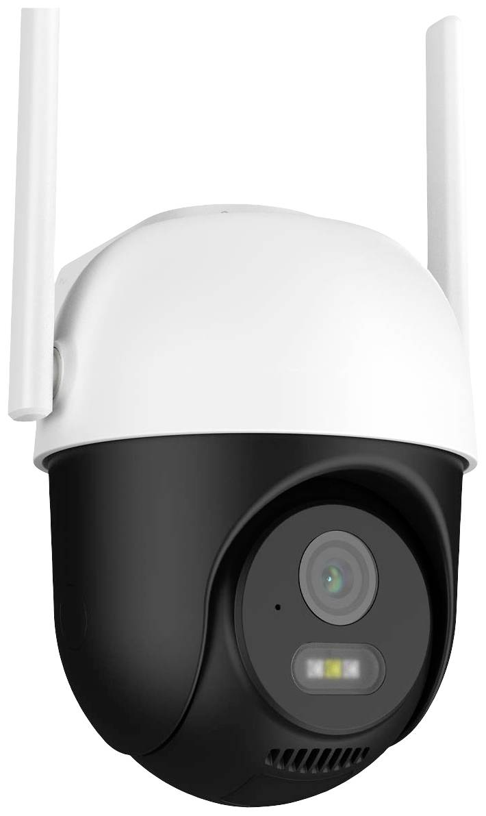 Black and white surveillance camera with two aerials, suitable for indoor or outdoor security monitoring.