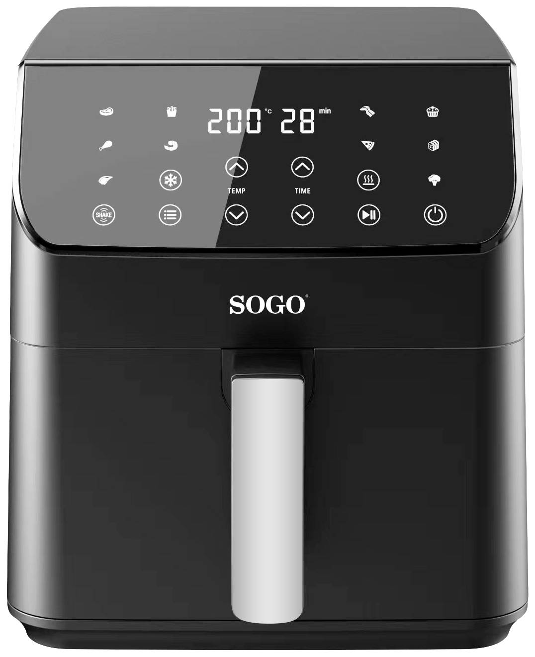 SOGO Human Technology FRE-SS-10890 Air fryer 6 l 1700 W Overheat protection, Timer function, with display, Non-stick coating Black