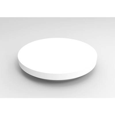 A simple, round, white platform without details or decorations, on a neutral background.