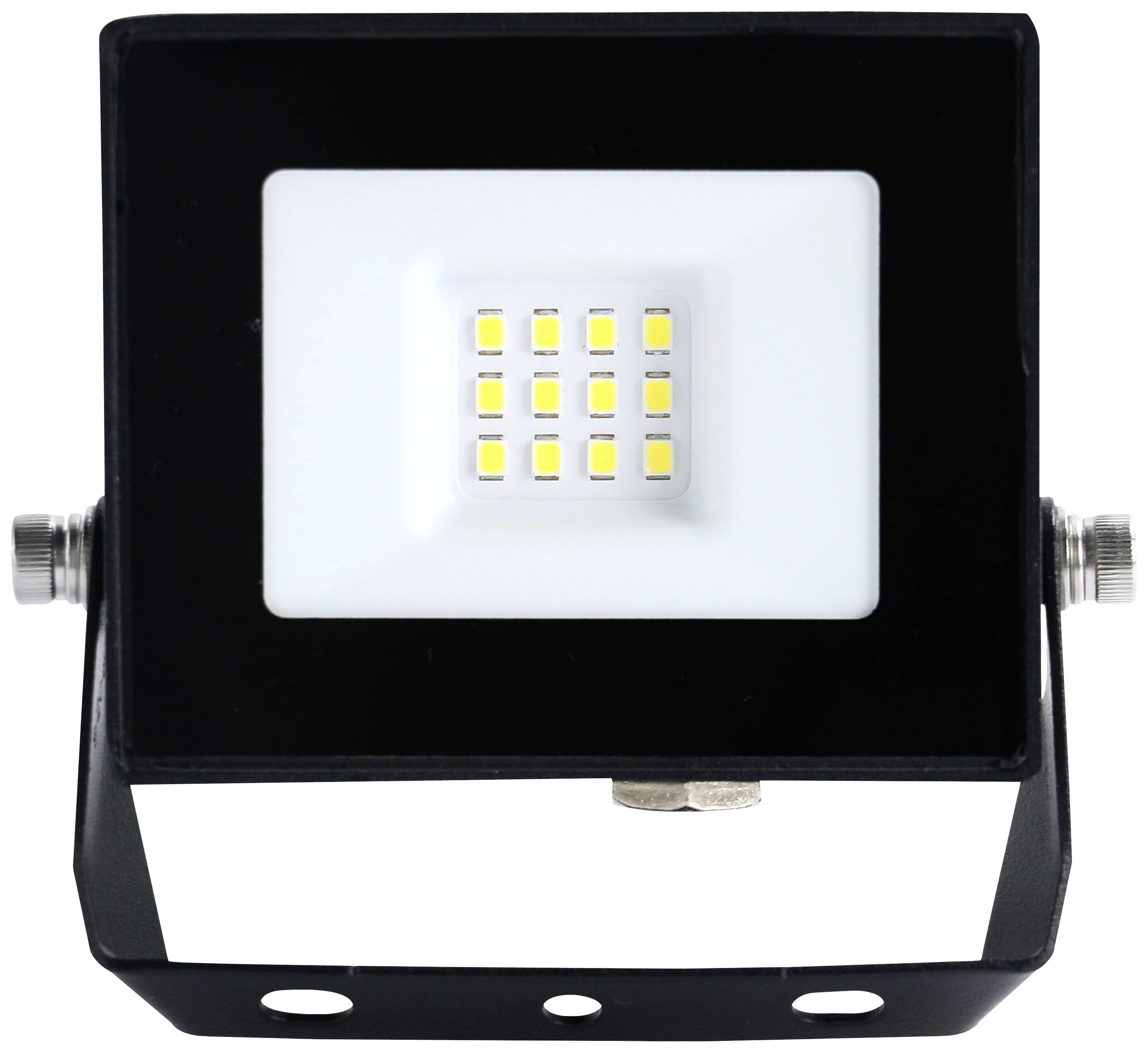 An LED floodlight with a rectangular housing and multiple small light sources, suitable for outdoor lighting.