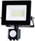 LED floodlight with integrated motion sensor, rectangular design, suitable for outdoor lighting.