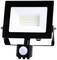 LED floodlight with black frame and motion sensor, suitable for outdoor lighting.