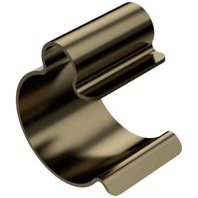 A curved, metallic component with an open recess, suitable for industrial or mechanical applications.