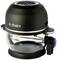 Black hot air fryer with transparent glass container and digital control panel on the top surface. Brand name 'Fritaire'.