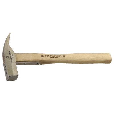 Wooden-handled hammer with metal head, branded with the names 'Peddinghaus' and 'Hickory', lying on its side.