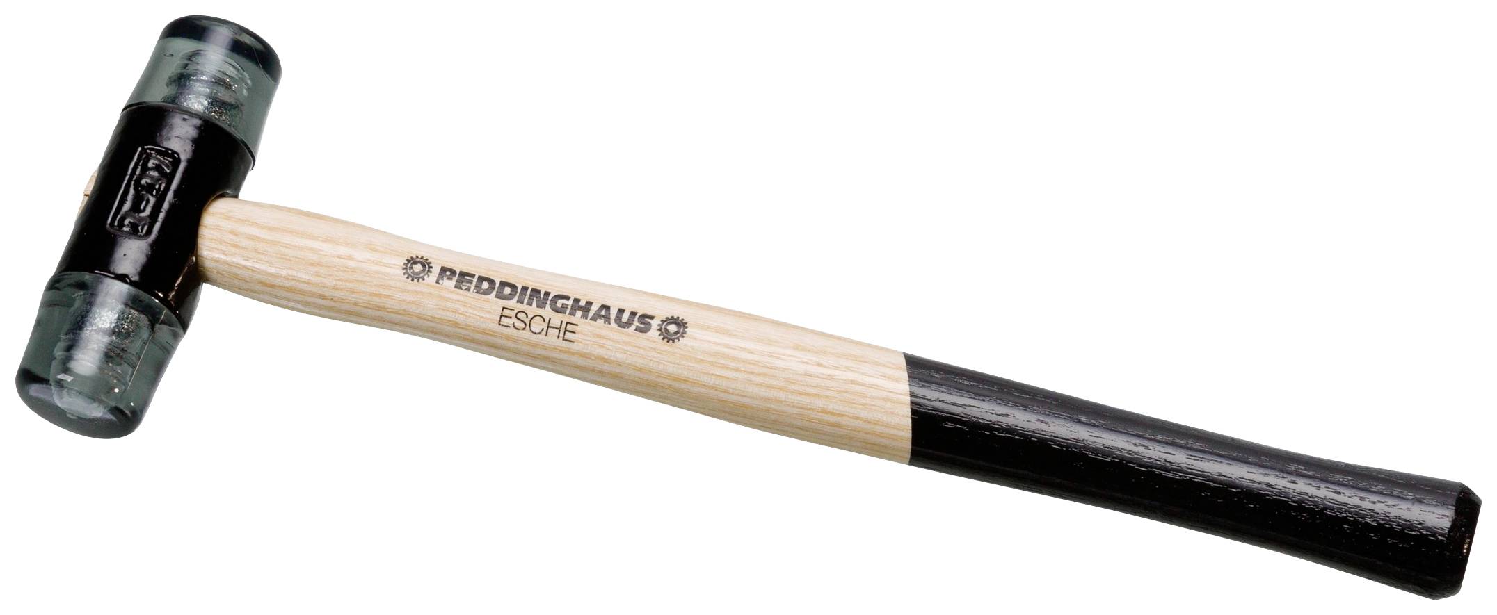 A nylon hammer with a wooden handle, marked with 'Peddinghaus Ash'.