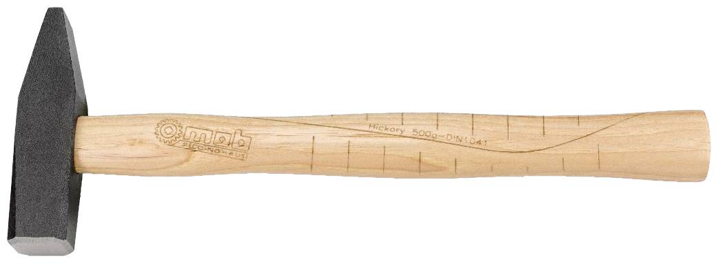 Wooden hammer with metal head, marked 'Hickory 300 g DIN 1041' on the handle. Suitable for light to medium-duty tasks.