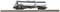 A silver tank wagon from the GATX brand is standing on a railway track. The wagon has black and grey details, including ladders and hoses.