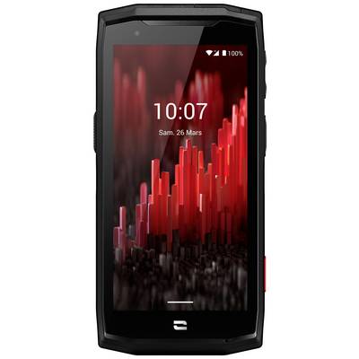 A smartphone displays an abstract graphic on the screen with red and black shapes, along with the time '10:07' on 'Sat. 26 Mar'.