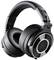Black over-ear headphones with polished metal accents, robust design and padded ear cups for comfortable music listening.