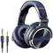 A black headphone with large ear cups, padded headband, and two gold-plated audio connectors.