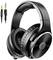 Black over-ear headphones with padded ear cups. Detachable audio cable with 3.5mm and 6.3mm jack plugs. Suitable for music or studio use.