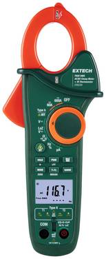Extech Extech EX623A Clamp meter  Digital IR thermometer CAT III 600 V Display (counts): 6000