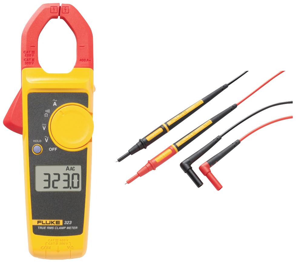 Fluke FLK-323/TL175 Clamp meter, Handheld multimeter Digital CAT III 600 V, CAT IV 300 V Display (counts): 4000
