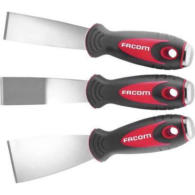 Three different spatulas with red and black handles, marked with 'Facom', displayed in a diagonal arrangement.
