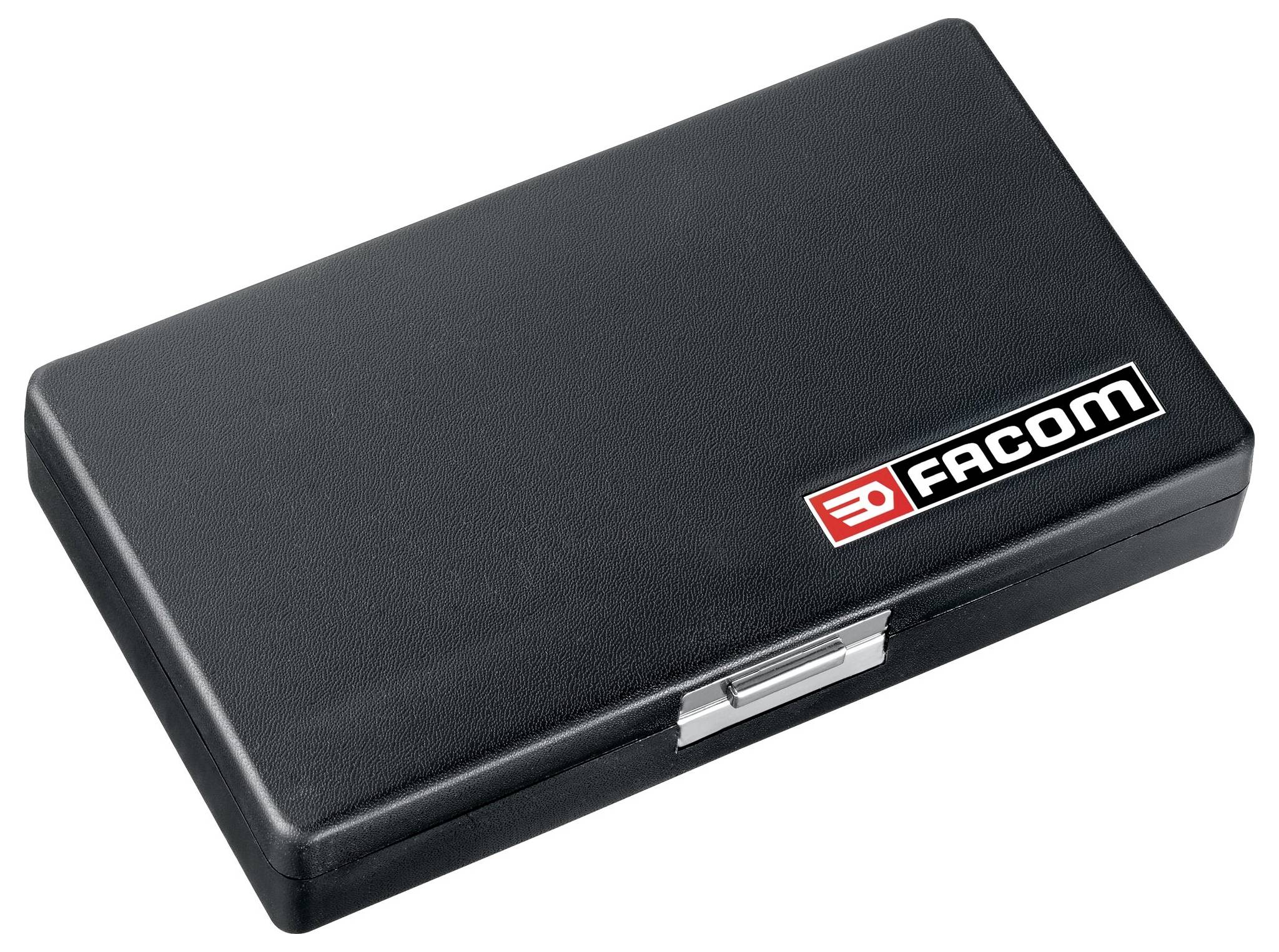 A black tool case with a silver lock and the 'FACOM' logo on the top surface.