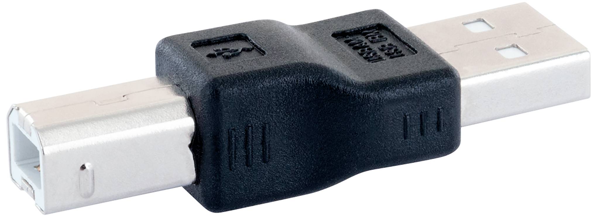 A USB adapter with a black plastic casing that connects two different USB ports.