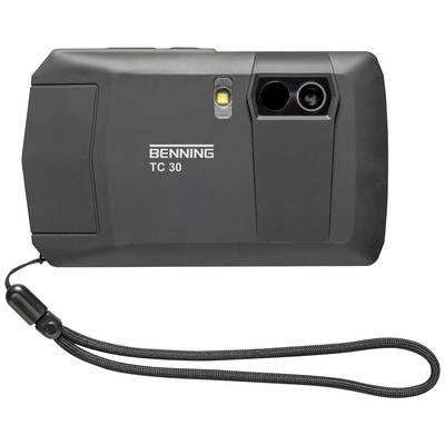 Thermal imaging camera with the inscription 'BENNING TC 30', showing the lens section and wrist strap.