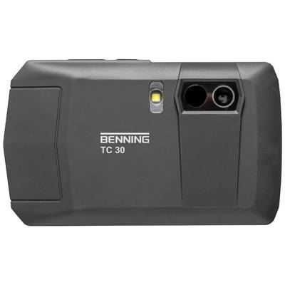 Handy infrared thermometer with the inscription 'Benning TC 30'. Shows camera lens and LED display. Ideal for temperature measurement.