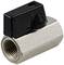 Metallic tilt valve with a black lever and internal thread. It is used to control liquid flow in pipe systems.