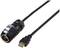 Black HDMI cable with plastic casing and silver connector at the connection end, suitable for digital audio and video transmission.