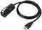 A black HDMI cable with a robust connection on one side and a standard HDMI plug on the other side.