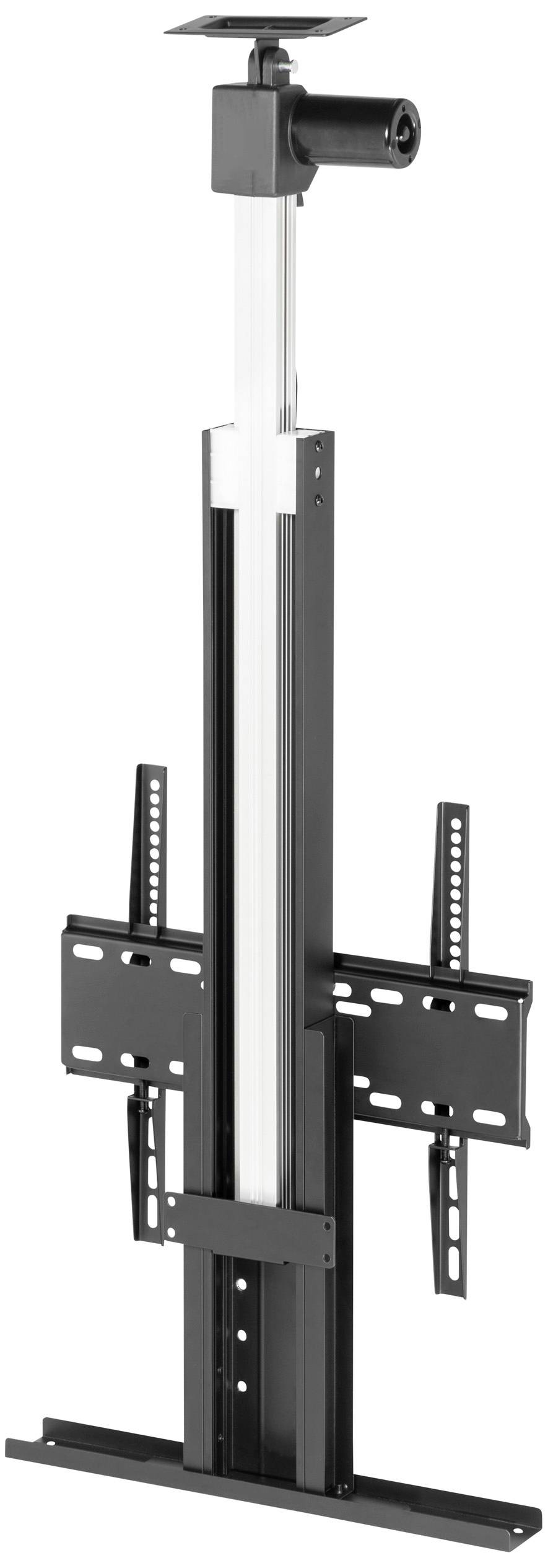 Ceiling-Mounted TV Lift. Vertical rail with arm, bracket and mounting plate for television sets.