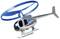 Plastic toy helicopter with 'Sky Police' inscription, silver colour with blue rotor blades.