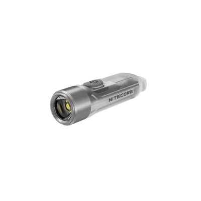 A small, silver torch with the 'Nitecore' logo on the side.