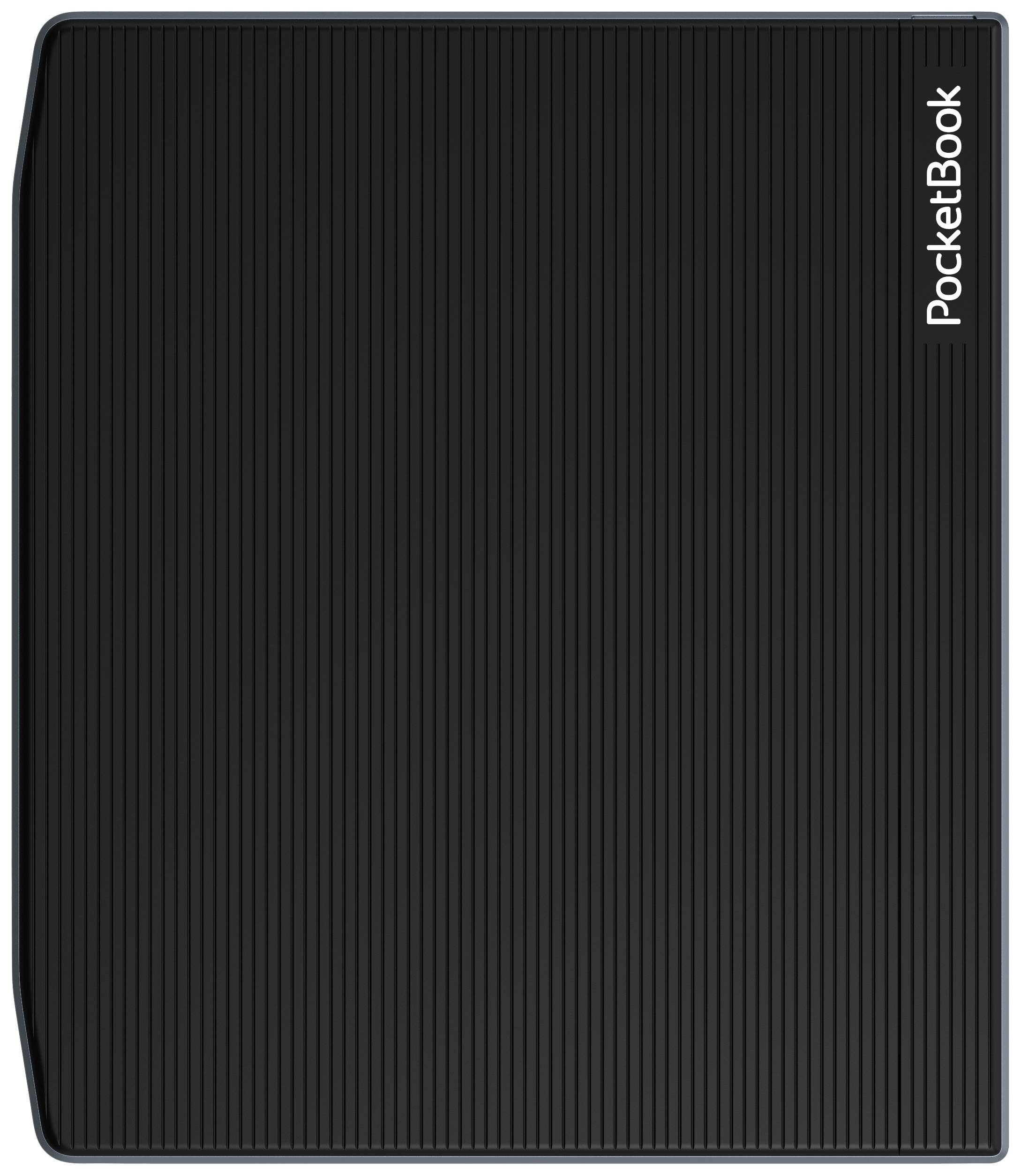 A black PocketBook case with a fine ribbed pattern and the brand logo in the top right corner.