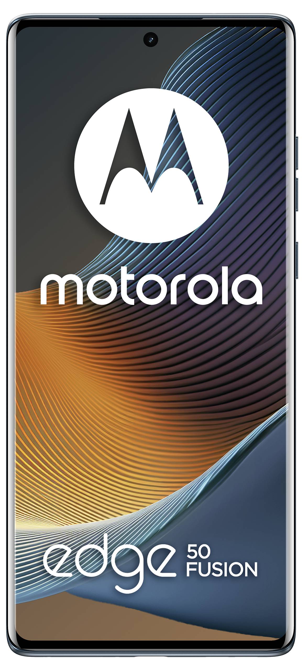 'Motorola Edge 50 Fusion' smartphone with a sleek design, showcasing the brand logo on a vibrant, abstract background.