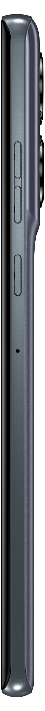 Side view of a slim, dark-colored smartphone showing two buttons, possibly for volume control, on the left edge.