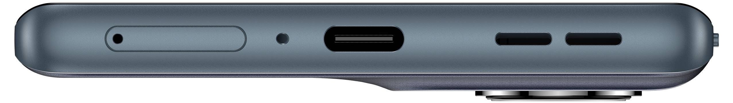 Side view of a smartphone showing a SIM card slot, USB-C port, and speaker grills on the bottom edge.