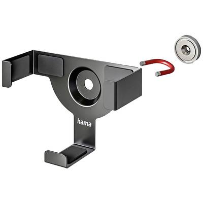 'Black Hama metal smartphone holder, without rear plate, with extension adapter and magnetic disc.'