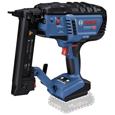 A blue and black Bosch electric nail gun with a red accent, suitable for professional applications.