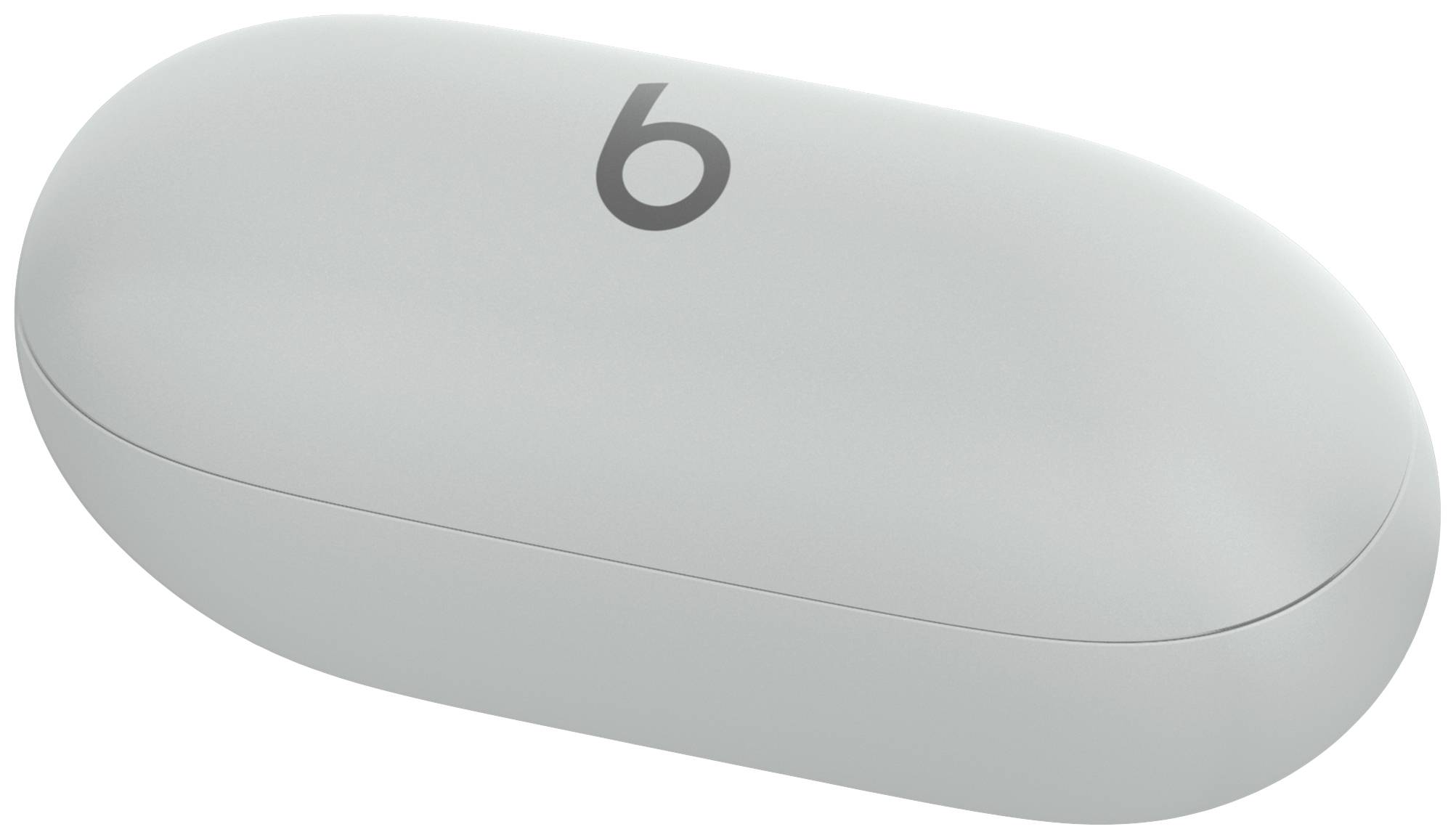 Grey case with a 'b' logo on the top, likely for wireless earphones.