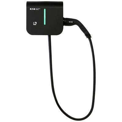 'Electric vehicle charging station with connected cable, suitable for electric vehicles. Brand logo and simple ease of use.'