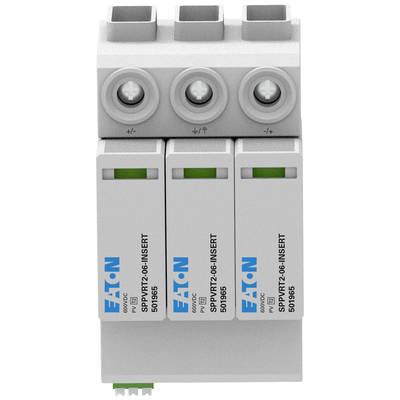 A three-phase overvoltage protection device with three grey slots and a clearly marked manufacturer's logo on the front.