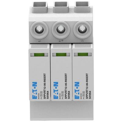 Three-phase overvoltage protection by Eaton with terminal connection. Suitable for installation in electrical distribution cabinets.